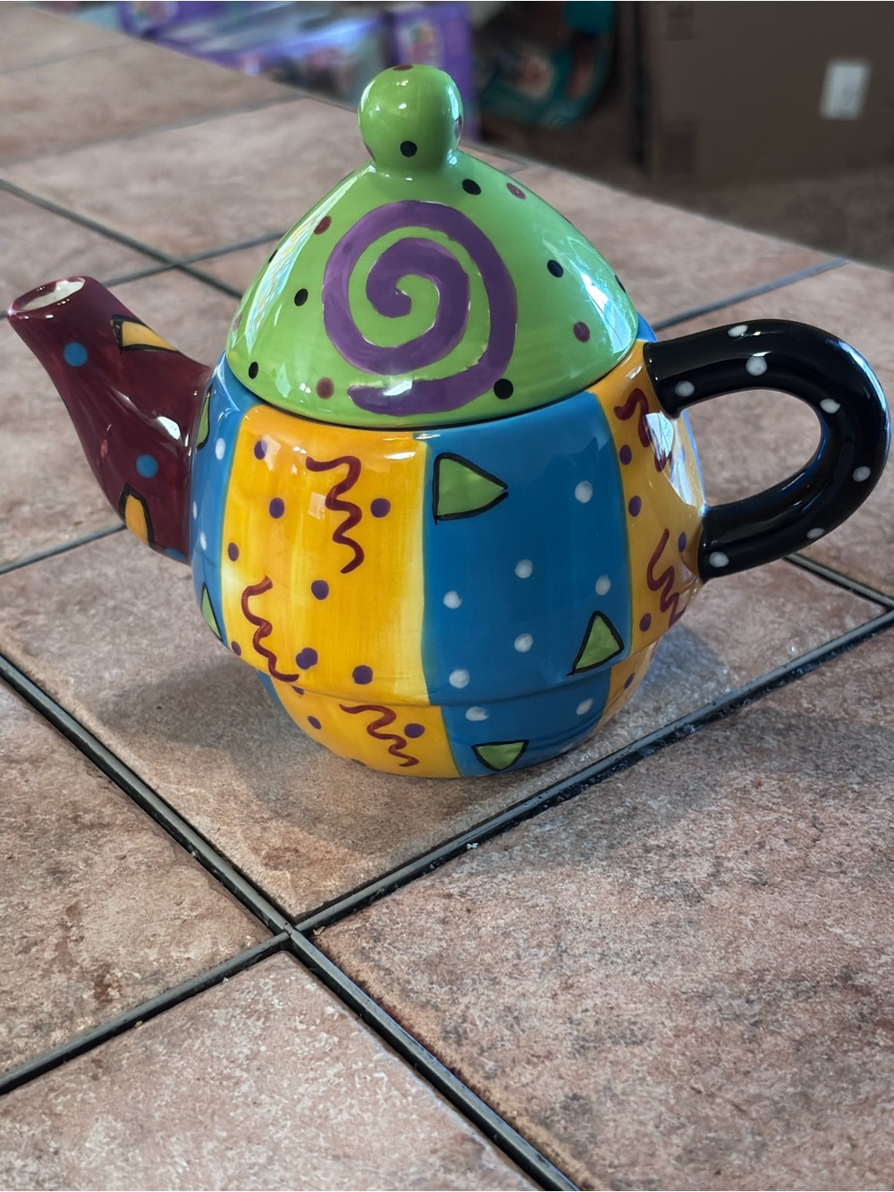 Signed Multi-Colored Bella Casa Tea Pot by Ganz